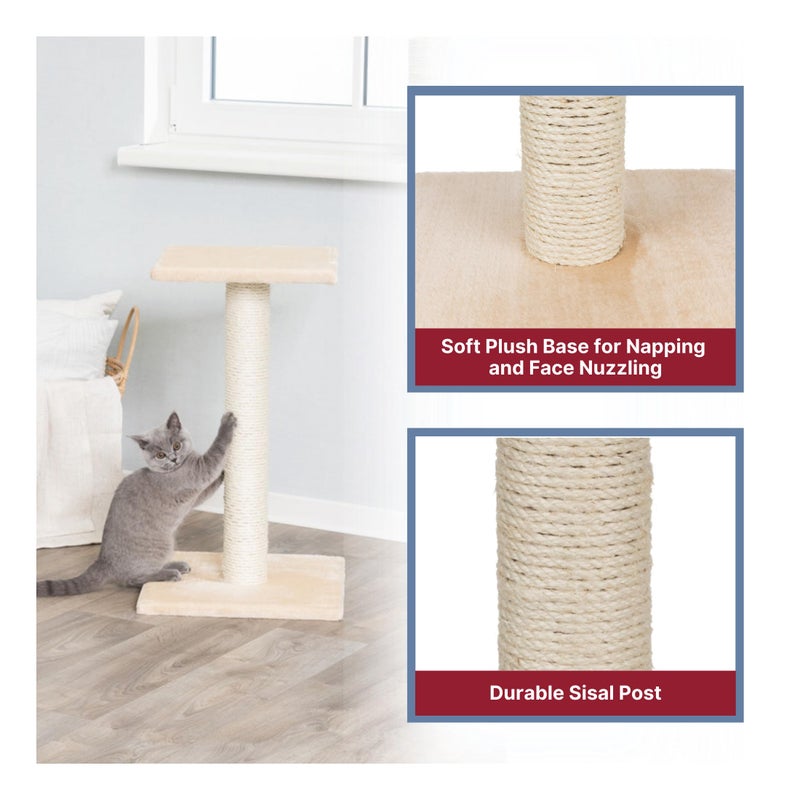 TRIXIE Espejo Cat Scratching Post 27.2 Inch - Cat Scratcher with Soft Fabric Covering Base and Durable Sisal Rope - with Resting Platform - in Beige - Image 5